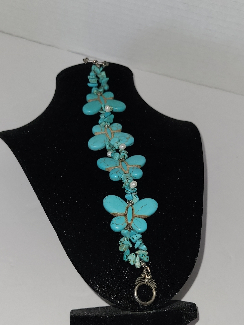 Turquoise Butterfly Statement Bracelet - Unbranded